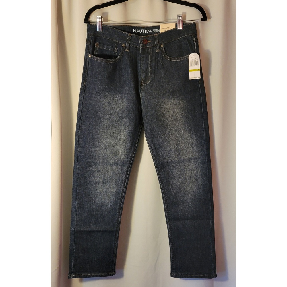 Nautica Womens Straight Fit Stretch Jeans Hydraulic Blue N8F0003Q Sz 14 NWT